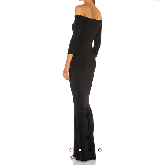 Norma Kamali Off Shoulder Fishtail Gown - Black - Picture 2 of 8